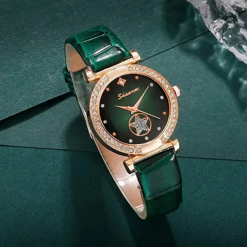 Green Luxury Quartz Watch Set