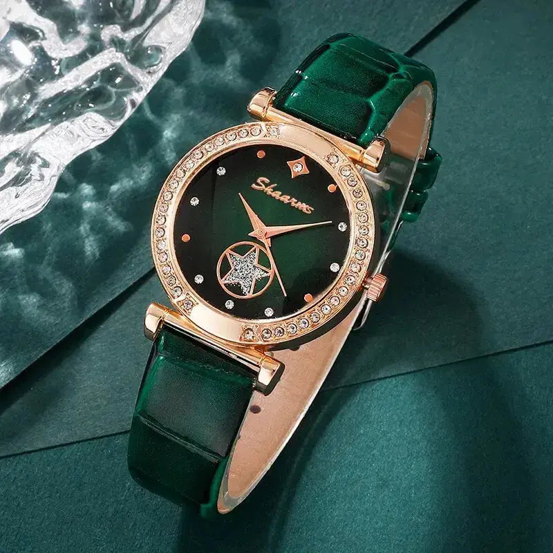 Green Luxury Quartz Watch Set